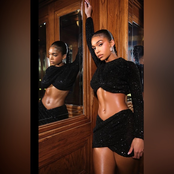 Caramel Brown Cross Over Crop Top & Mini Skirt Set - Kenzie